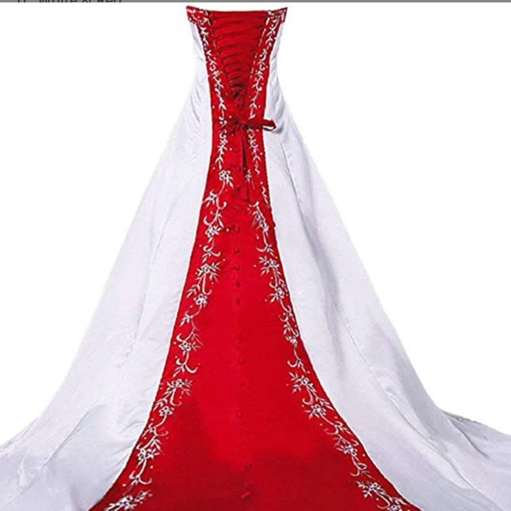 Weddinv dress white with red - Picture 2 of 3